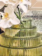 Large Green Ribbed Glass Vase | Benka