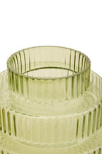 Large Green Ribbed Glass Vase | Benka