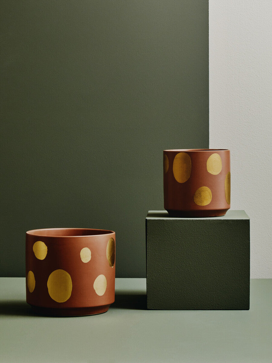 Large Terracotta Gold Spotted Planter | Yuri