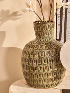 Large Green Textured Ceramic Vase | Yana