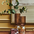 Esma Large Amber and Brown Glass Vase