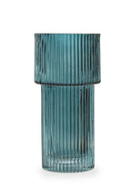 Small Ribbed Blue Glass Vase | Esma
