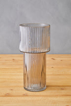 Large Ribbed Grey Glass Vase | Esma