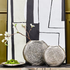 Large Oak Effect Silver Finish Vase | Silva