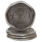 Set of Four Oak Effect Silver Top Coasters | Silva