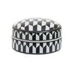 Small Black and White Geometric Print Ceramic Trinket Box | Marlo
