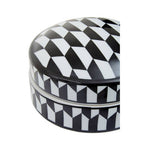 Small Black and White Geometric Print Ceramic Trinket Box | Marlo