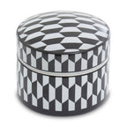 Large Black and White Geometric Print Ceramic Trinket Box | Marlo