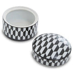 Large Black and White Geometric Print Ceramic Trinket Box | Marlo