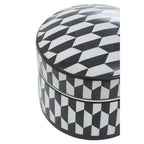 Large Black and White Geometric Print Ceramic Trinket Box | Marlo