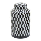 Small Black and White Geometric Print Ceramic Jar | Marlo