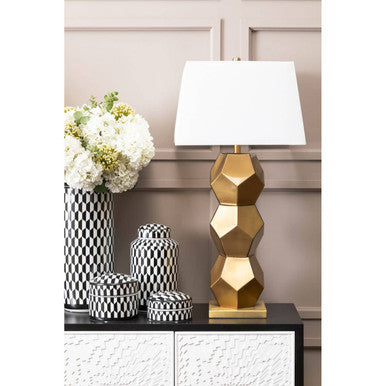 Small Black and White Geometric Print Ceramic Jar | Marlo