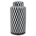 Large Black and White Geometric Print Ceramic Jar | Marlo