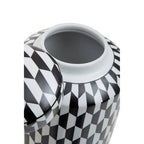 Large Black and White Geometric Print Ceramic Jar | Marlo