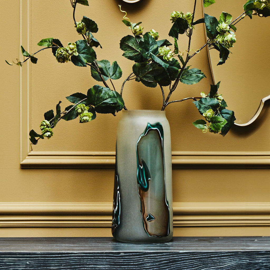 Tall Glass Vase with Marbled Design | Hakan