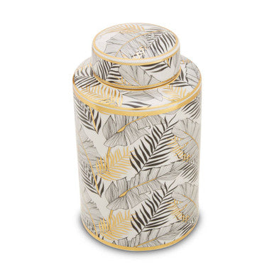 Doria Small Leaf Design Ceramic Jar