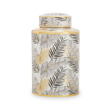 Doria Small Leaf Design Ceramic Jar