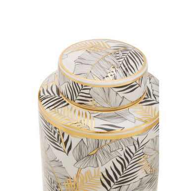 Doria Small Leaf Design Ceramic Jar