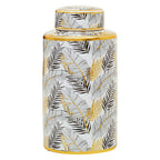 Doria Large Leaf Design Ceramic Jar