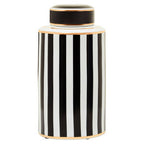Large Black and White Stripes Ceramic Jar | Doria