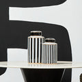 Large Black and White Stripes Ceramic Jar | Doria