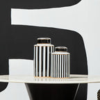 Large Black and White Stripes Ceramic Jar | Doria