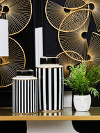 Large Black and White Stripes Ceramic Jar | Doria