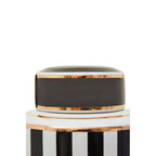 Large Black and White Stripes Ceramic Jar | Doria