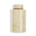 Small White and Gold Finish Ceramic Jar | Doria