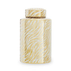 Small White and Gold Finish Ceramic Jar | Doria