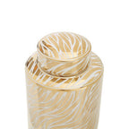 Small White and Gold Finish Ceramic Jar | Doria