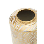 Small White and Gold Finish Ceramic Jar | Doria