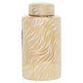 Large White and Gold Finish Ceramic Jar | Doria