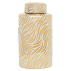 Large White and Gold Finish Ceramic Jar | Doria