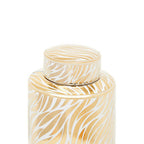 Large White and Gold Finish Ceramic Jar | Doria