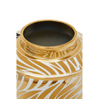 Large White and Gold Finish Ceramic Jar | Doria