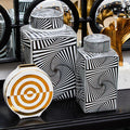 Small Black and White Ceramic Jar | Doria