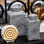 Large Black and White Ceramic Jar | Doria
