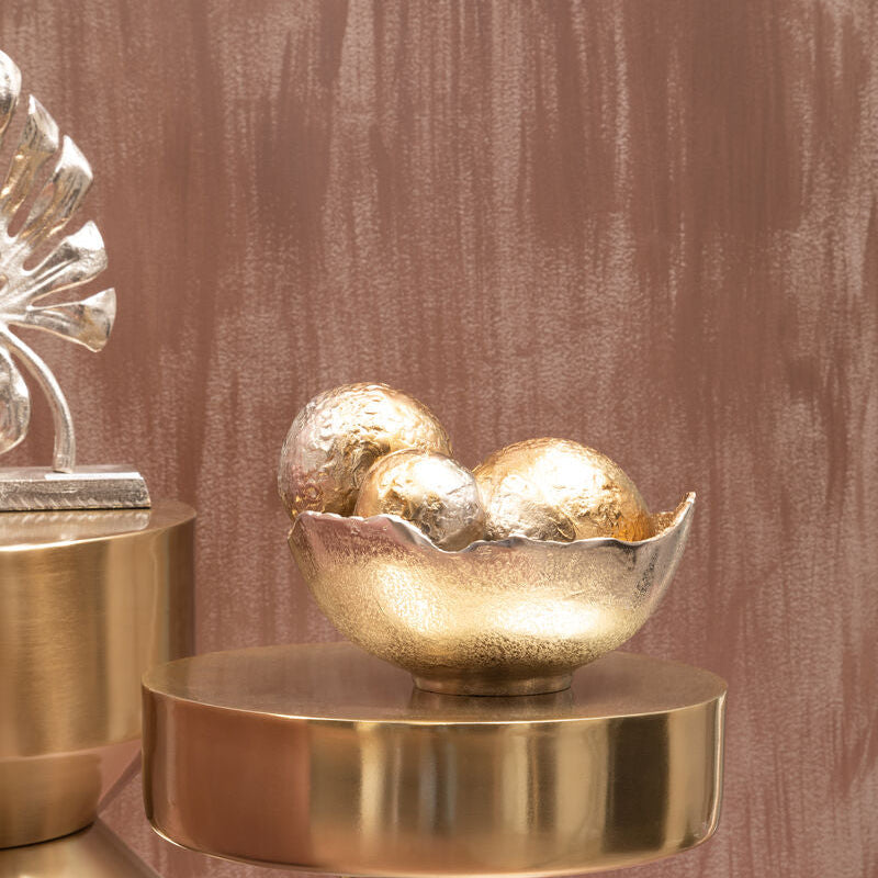 Dion Set Of Three Ombre Silver and Gold Finish Deco Balls