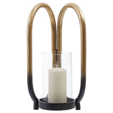 Small Ombre Black and Gold Finish Candle Holder | Deomali
