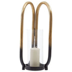 Large Ombre Black and Gold Finish Candle Holder | Deomali