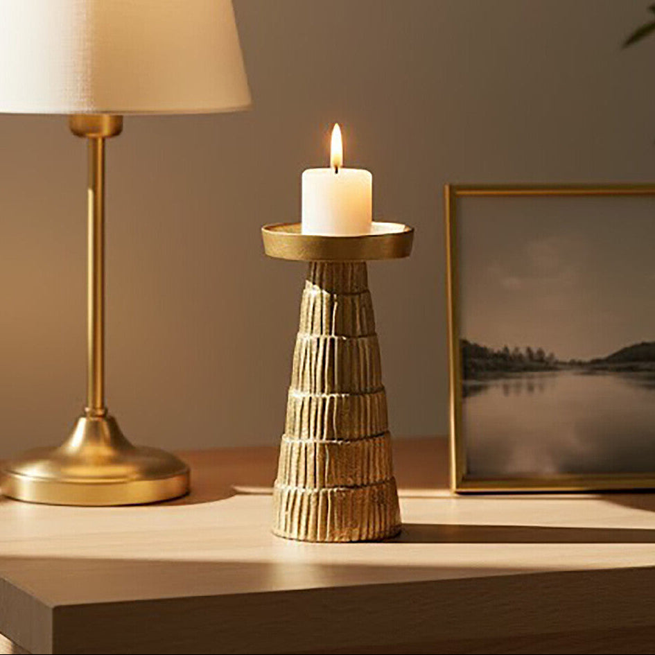 Deomali Small Gold Finish Candle Holder