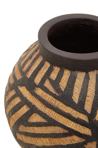 Round Natural and Black Vase | Darnell