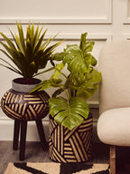 Natural and Black Tapered Planter | Darnell