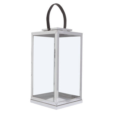 Large Silver Steel with Hair on Leather Handle Lantern | Herber