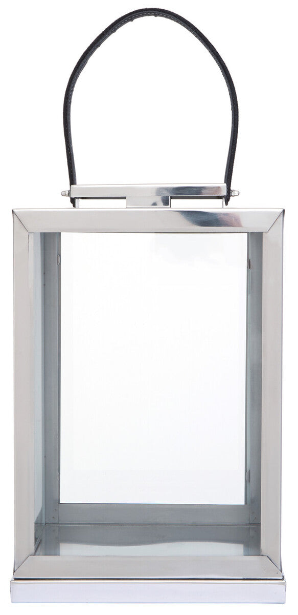Small Silver Steel with Hair on Leather Handle Lantern | Herber