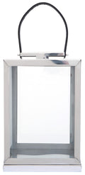 Small Silver Steel with Hair on Leather Handle Lantern | Herber