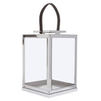 Small Silver Steel with Hair on Leather Handle Lantern | Herber