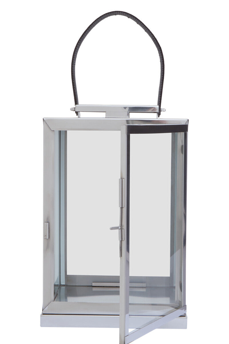 Small Silver Steel with Hair on Leather Handle Lantern | Herber