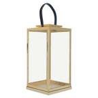 Large Gold Steel with Hair on Leather Handle Lantern | Herber